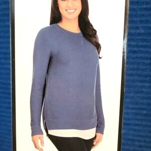 Hilary Radley Mixed Media Ribbed Tunic Sweater